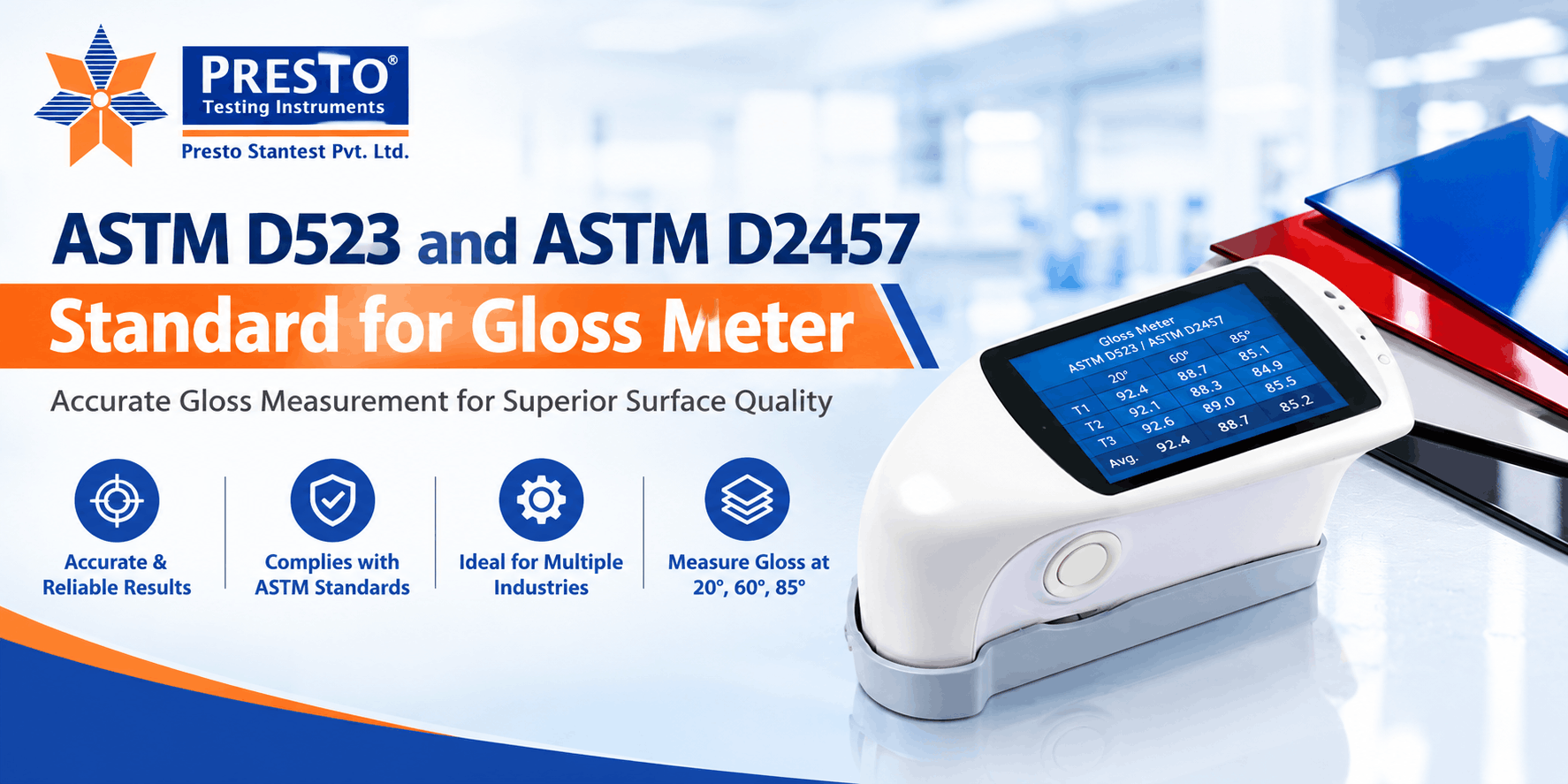 ASTM D523 and ASTM D2457 Standard for Gloss Meter